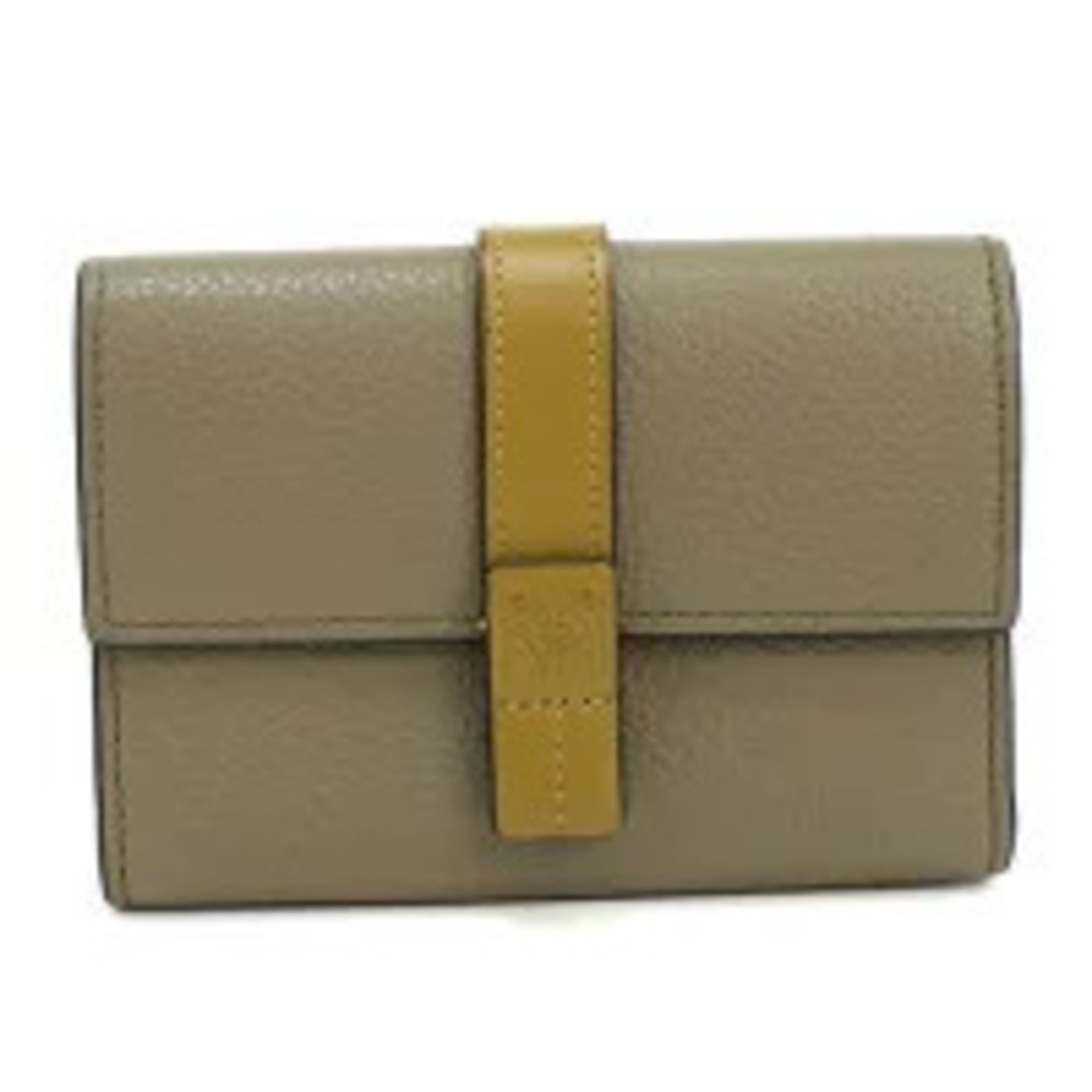 Loewe Tri fold Wallet Compact Vertical Khaki Green